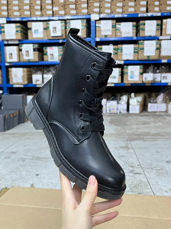 

Повседневные удобные ботинки с круглым носком, модные новые универсальные ботинки с боковой молнией, из искусственной кожи с перекрестными ремешками