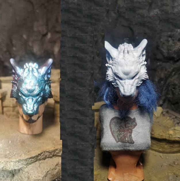

DIY 1/6 Soldier White Werewolf Helmet Self-D Mask 12 inch Model Toy Figrue Accessories
