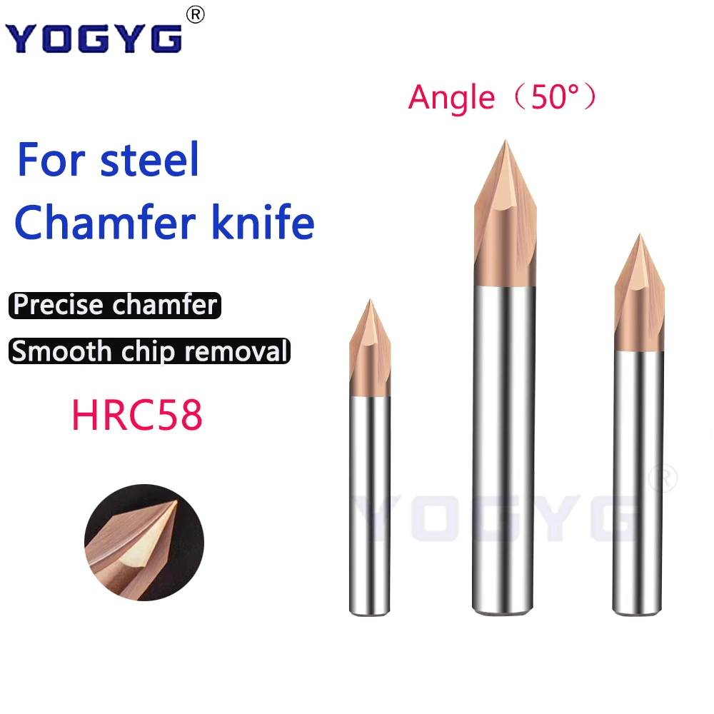 HRC58 Chamfer knife 50 Degree Carbide Chamfer Milling Cutter 3X50L 4 5 6 8 10 12mm three blades Deburr End Mill Engraving knife