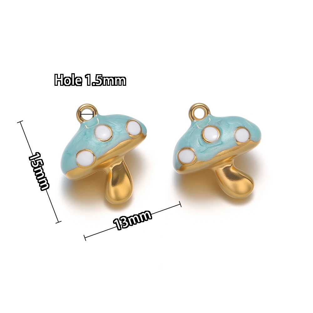 4 Stücke Edelstahl-Emaille Niedliche 3D-Pilz-Anhänger DIY Kinder-Schmuckzubehör Halsketten-Anhänger Armband Kinder-Ohrringe Herstellung – Detail 3
