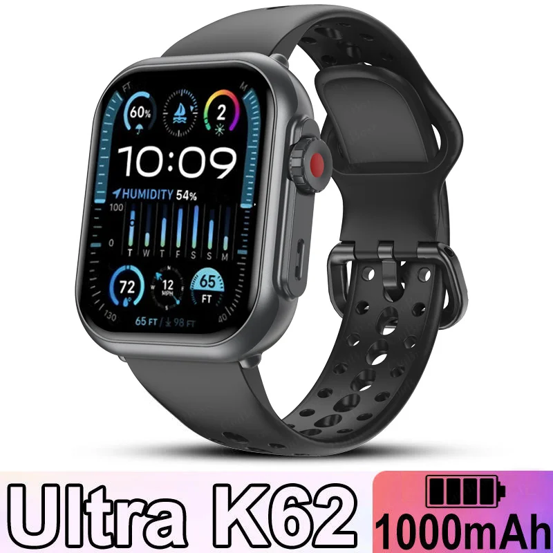 Часы Ultra K62 Мужчины Женщины 1000 мАч AMOLED Пульсометр 100+Sport HD Bluetooth Вызов GPS Трек Водонепроницаемые Смарт-часы Для IOS Android
