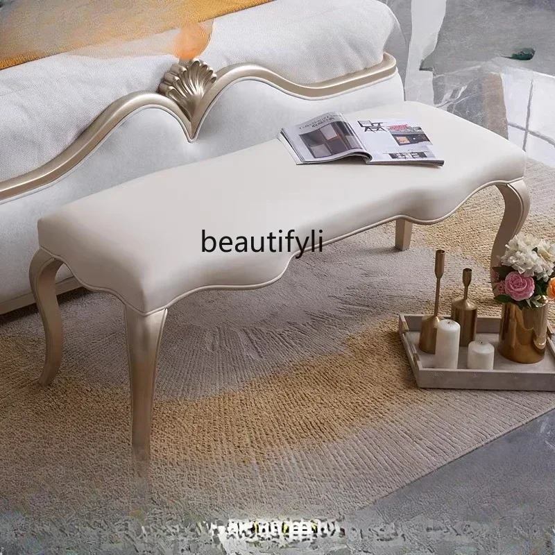 

Горячая распродажа: Американский прикроватный табурет из массива дерева, легкий роскошный табурет для спальни, табурет у кровати, скамья для переобувания.