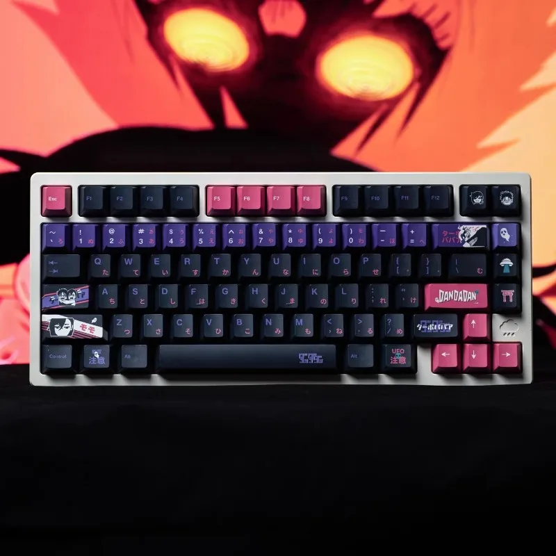 

Cool Purple Black Theme Keycaps Set Customized PBT Sublimation Cherry Profile Keyboard Cap for Mechanical Keyboard Accessories