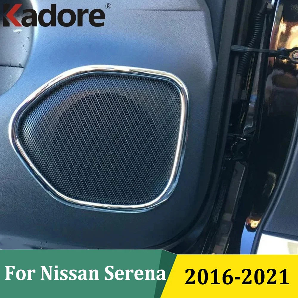 

For Nissan Serena C27 2016 2017 2018 2019 2020 2021 Chrome Door Loudspeaker Sound Speaker Cover Trim Frame Car Accessories