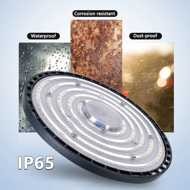 UFO impermeável LED iluminação lâmpada, alta Bay luz, caixa de alumínio, luz neutra, branco fresco, IP65, 220V AC, 100W, 150W, 200W, 4000K, 6500K