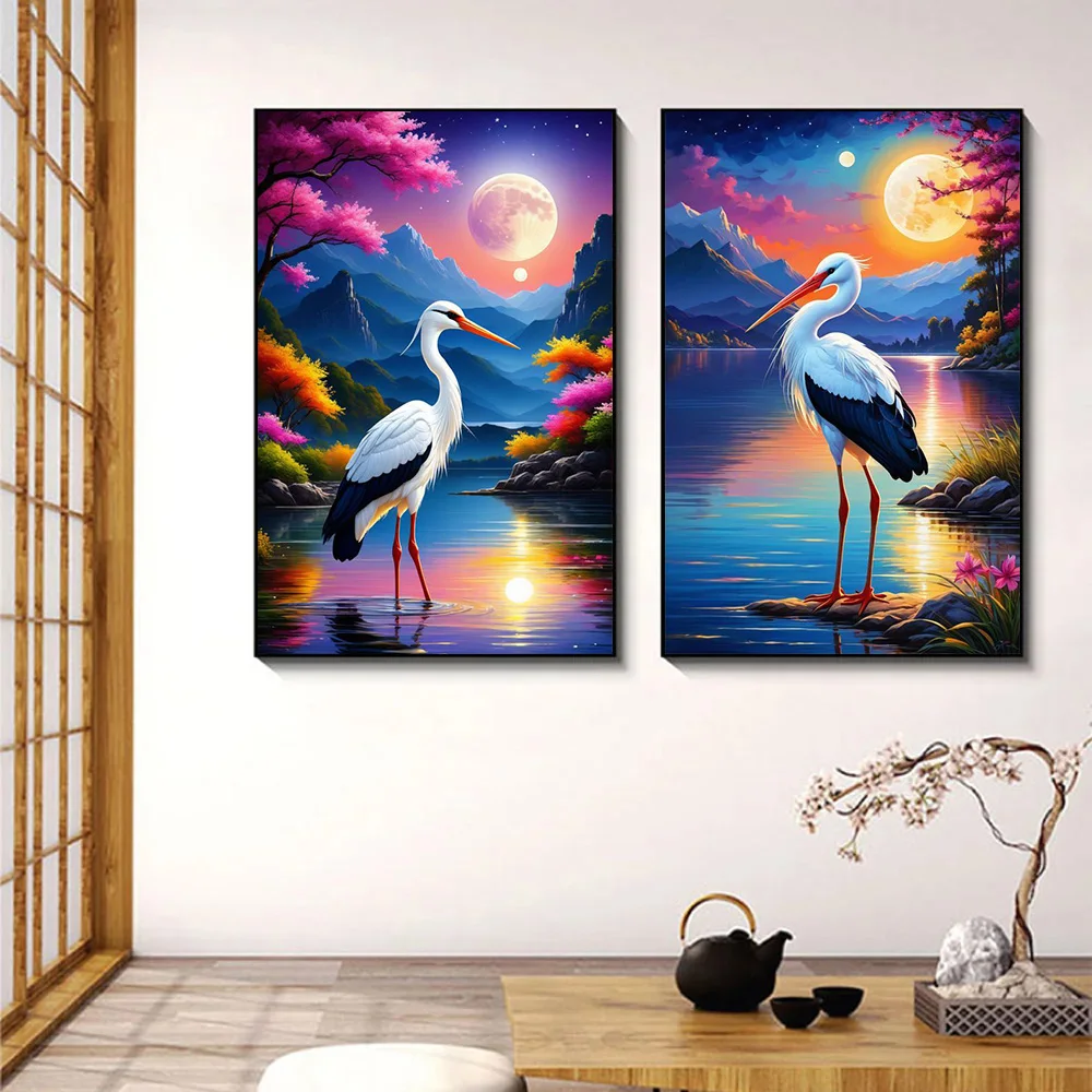 Chinese Style Landscape Red Crowned Crane Posters And Prints Standing On The Water Canvas Prints For Living Room Bedroom Decor