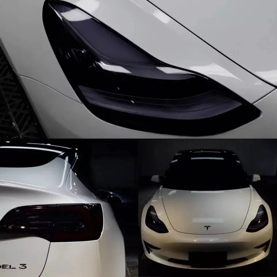2025年 国内製 TPUリムーバブルグルーヘッドライトビニールラップ TPUフィルム PPF TPH ティント ライトブラック 車用