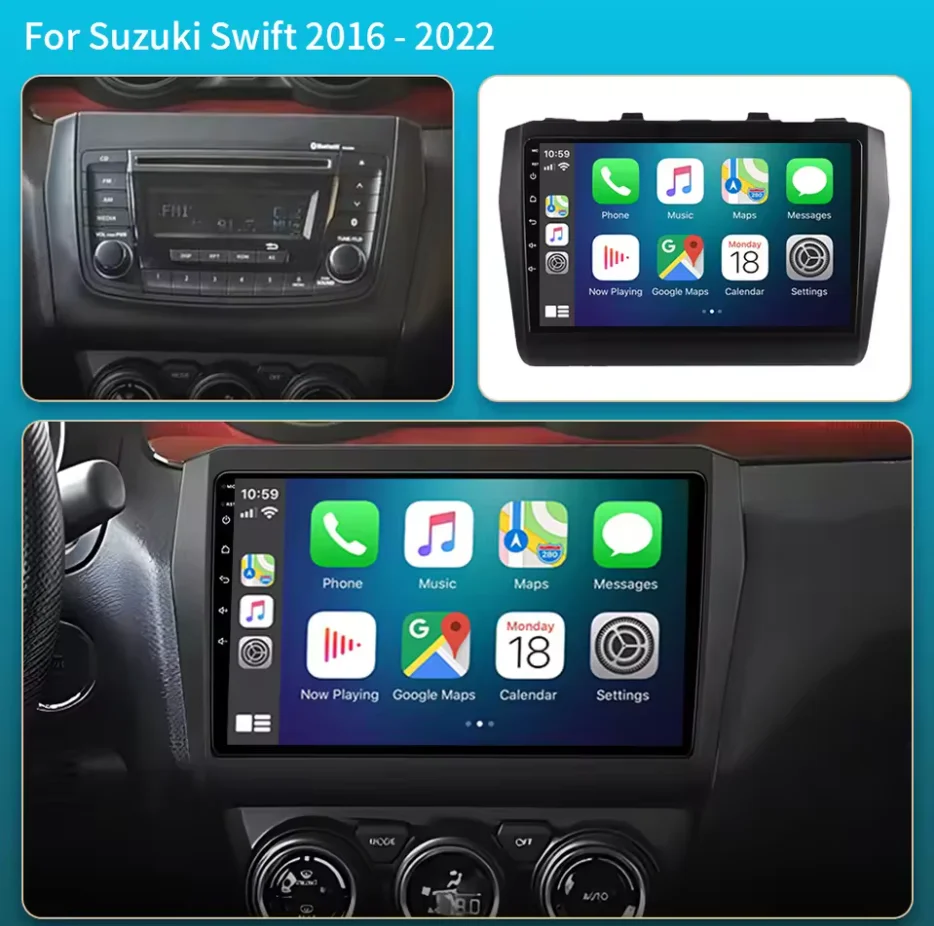 Android 16 For Suzuki Swift 5 2016 - 2021 Car Radio Head Unit Auto BT Stereo Multimedia Video Monitor GPS Navigation WIFI 4G DSP