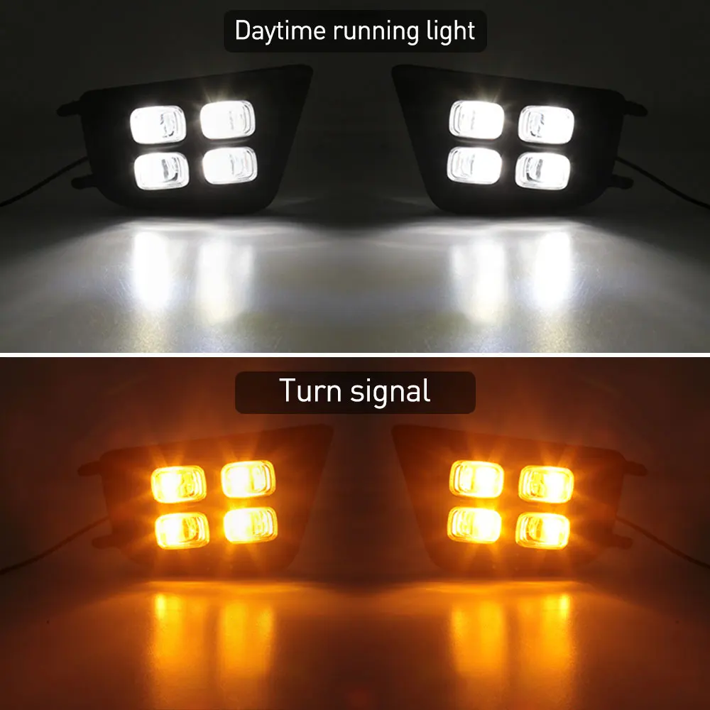 Car DRL For Toyota Tacoma 2012 2013 2014 2015 LED Daytime Running Lights Daylight Turn Signal Driving Auto Styling Fog Lamp 2pcs