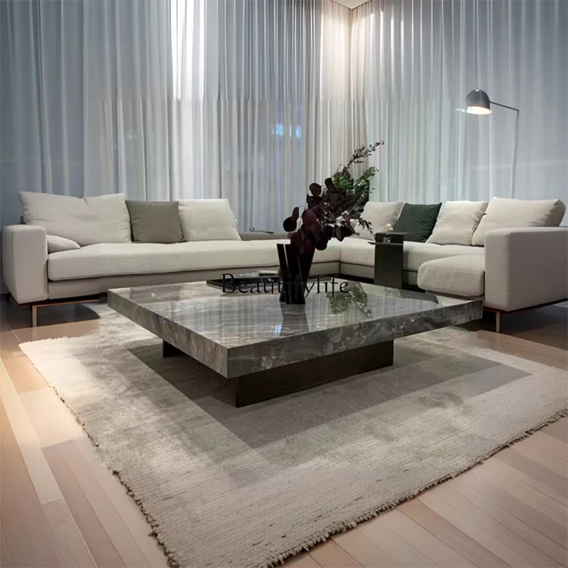 

Light luxury minimalist rock slab coffee table living room home high-end sense