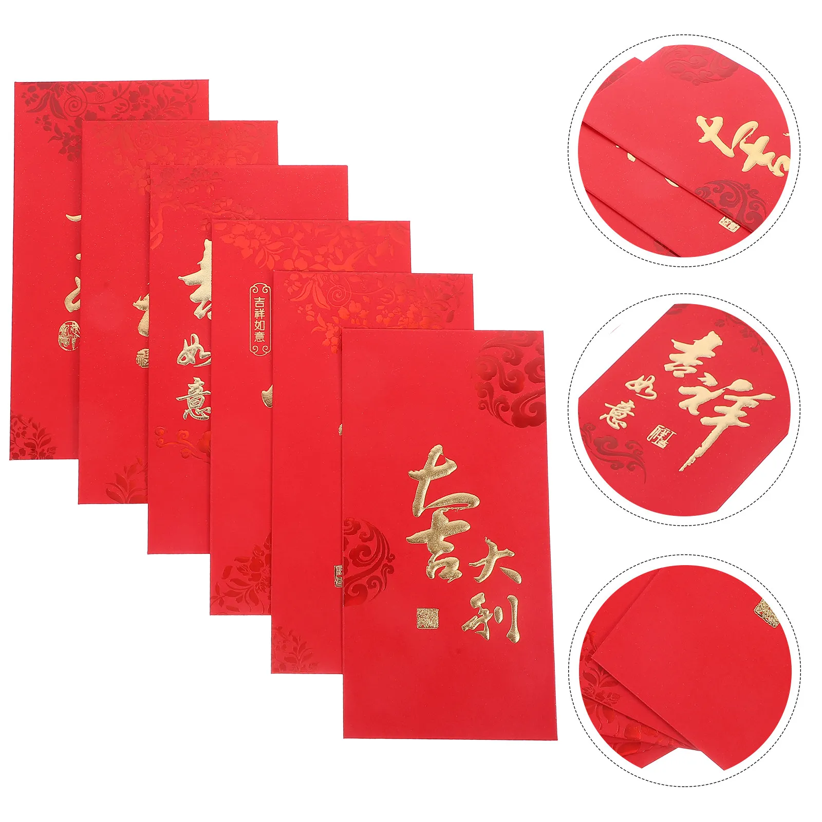 6Pcs Sturdy Red Envelopes 2024 Chinese New Year Money Packets Festive Dragon Pattern Blessing Words Spring Festival Red Packets