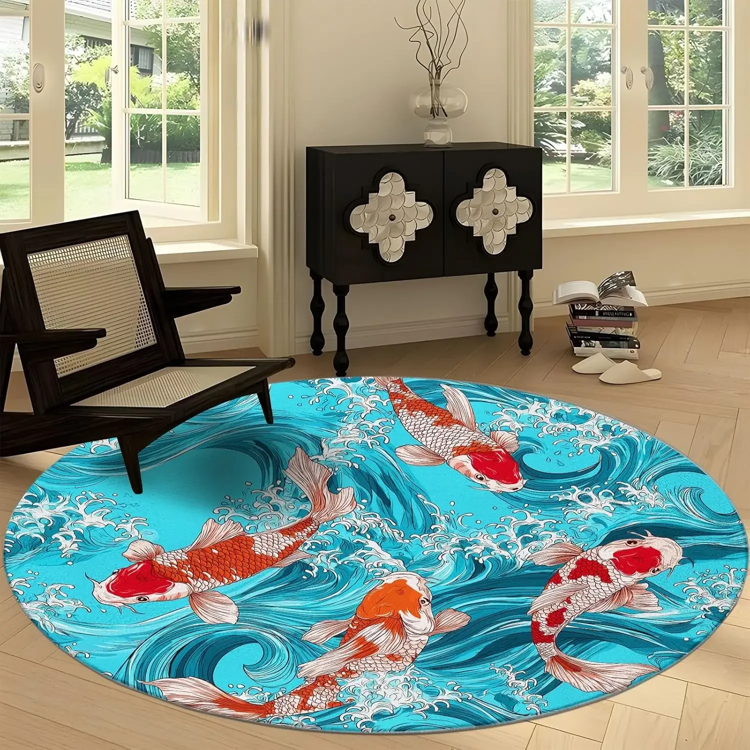 

Round Rug – Minimal Design, Washable Non-Slip Circle Mat for Bedroom, Living Room & Modern Floor Decor