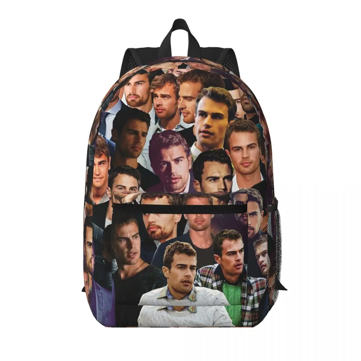Theo James Photo Collage Mochila para estudiantes, mochila escolar, mochila de viaje para senderismo, mochila para niños y niñas, bolsos de hombro