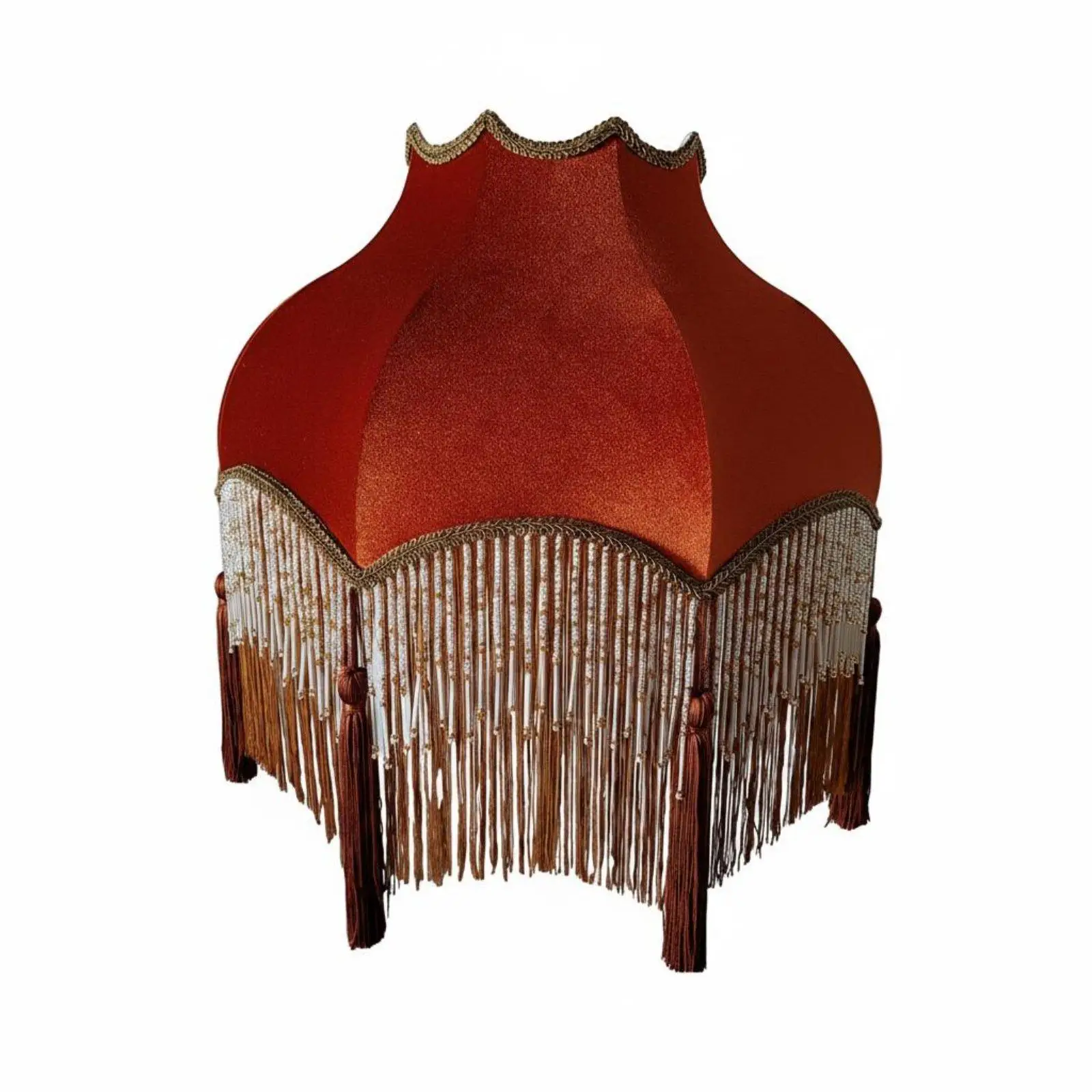 Large Velvet Lampshade with Tassel Trim Floor Lamp Shade Vintage French Dome Light Cover for Living Room Reading