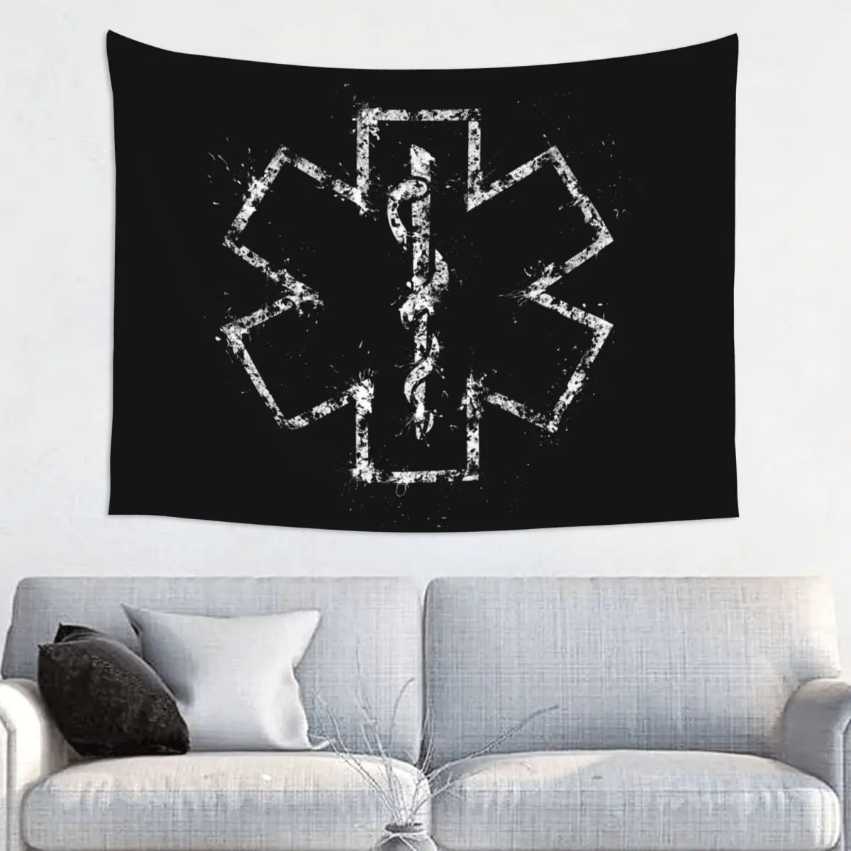 Emt Star Of Life Tapestries for Table Cloth Paramedic Medic Ambulance Hippie Wall Hanging Tapestry Home Decoration