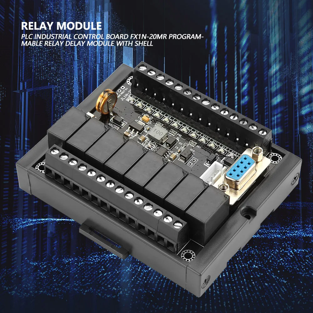 Programmable Relay Delay Module PLC Industrial Control Board FX1N-20MR Programmable Relay Delay Module with Shell Relay Module