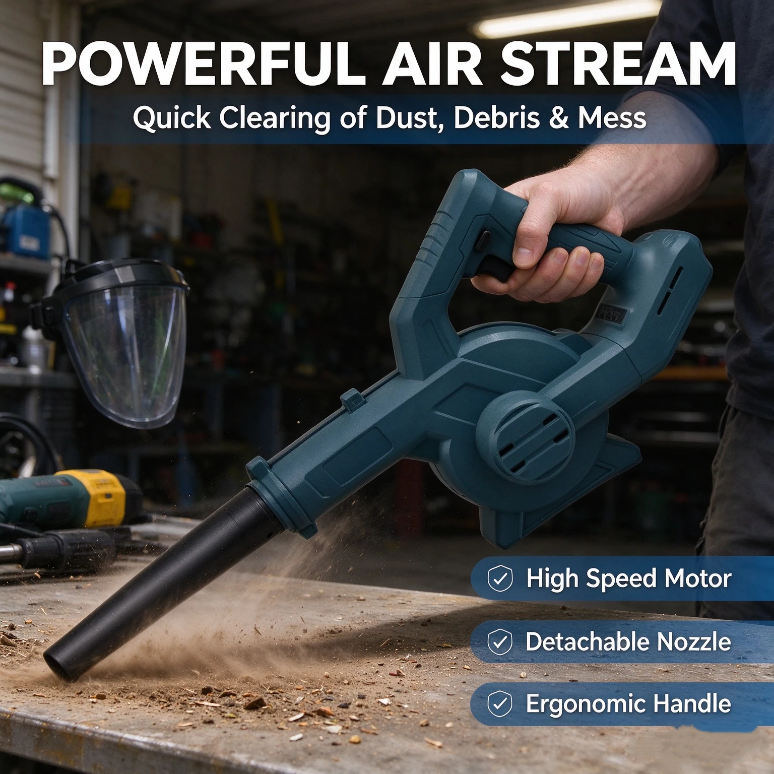 Handheld Adjustable Electric Air Blower,Cordless Leaf Dust Snow Cleaner,Outdoor Garden Power Cleaning Equipment