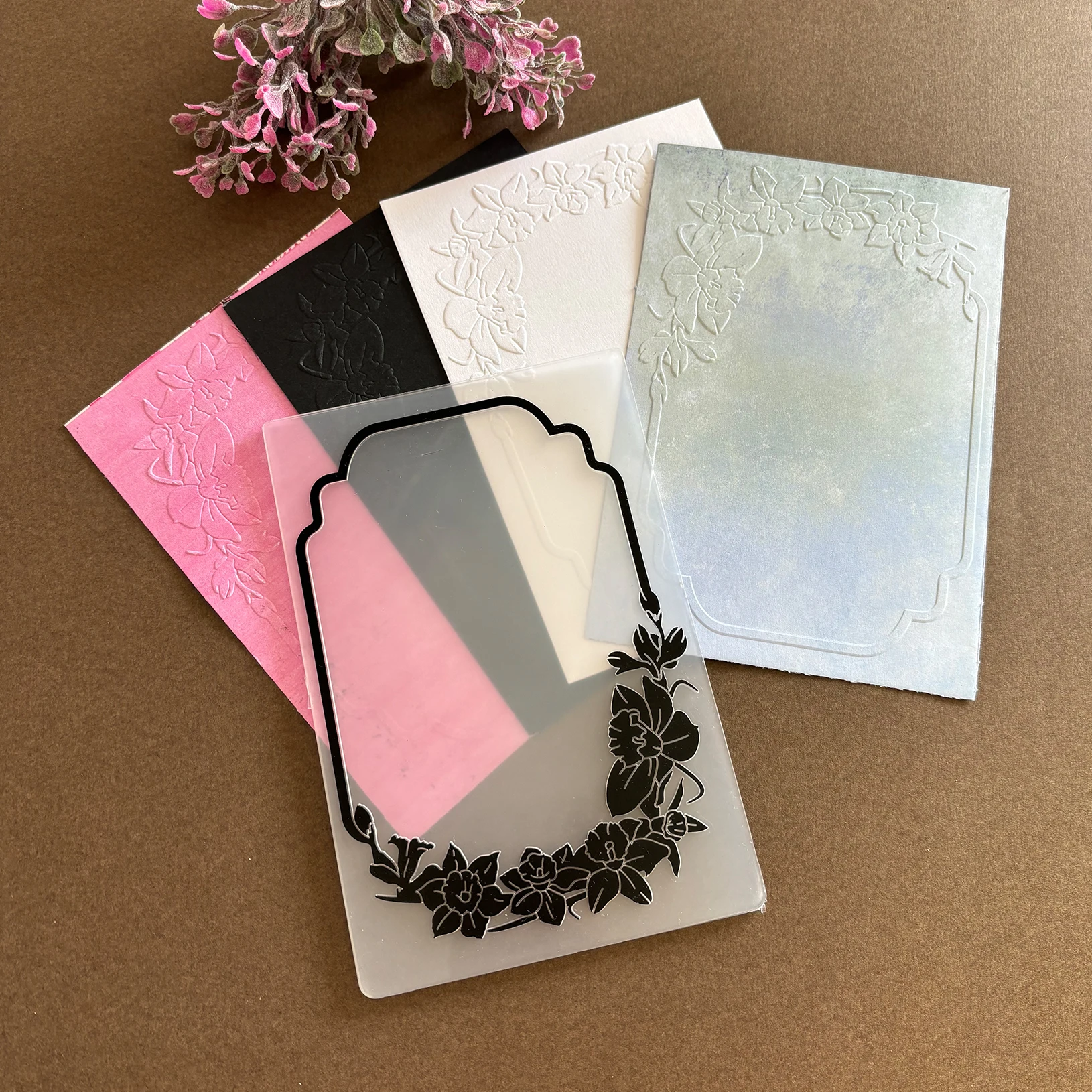 

1-Piece Flower and Butterfly Decorative Relief Folder - Plastic White Fantasy Theme Template for Scrapbook, Card Making, and Wed