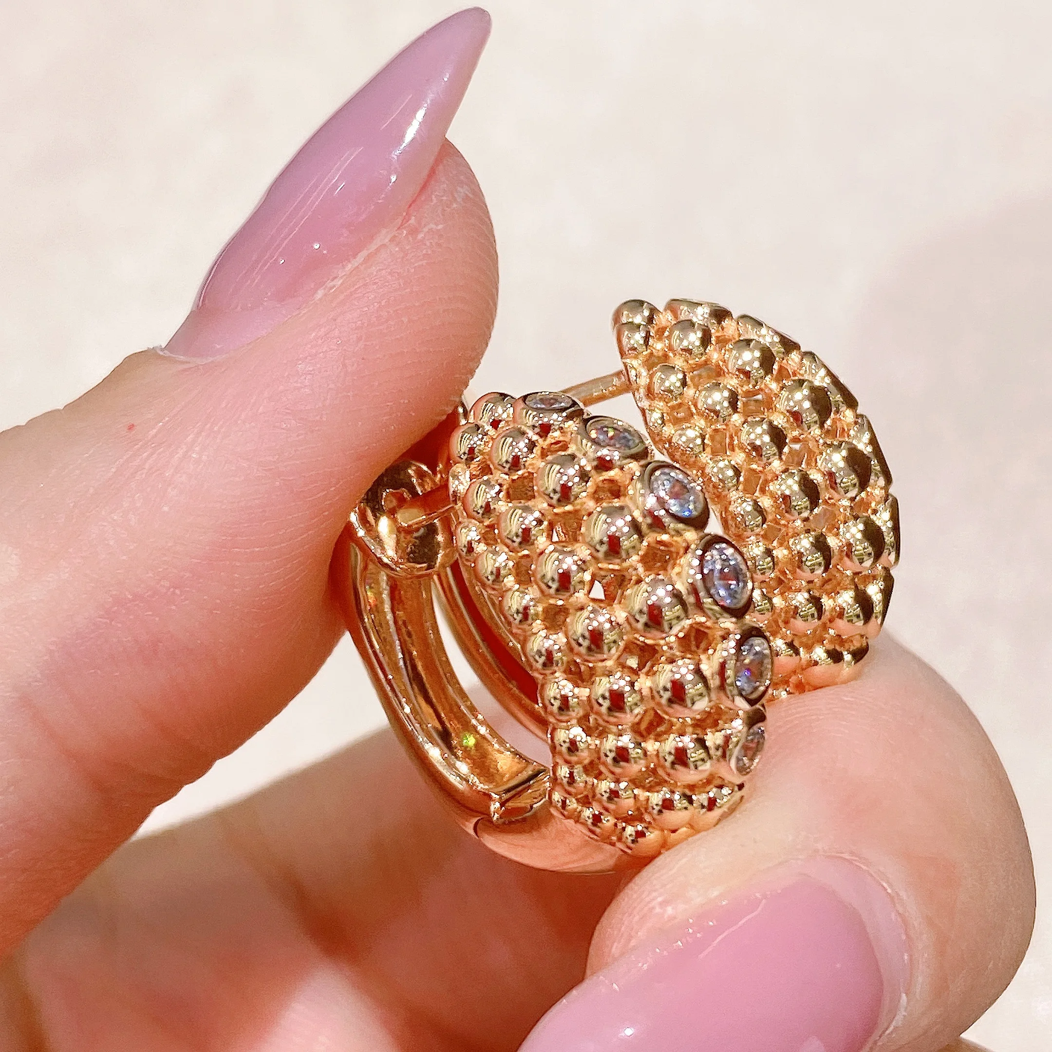 KQDANCE New Italian Trendy Synthetic Zircon Carbon Diamond Round Bead Huggie Hoop Earrings 925 Silver Luxury Jewelry For Women
