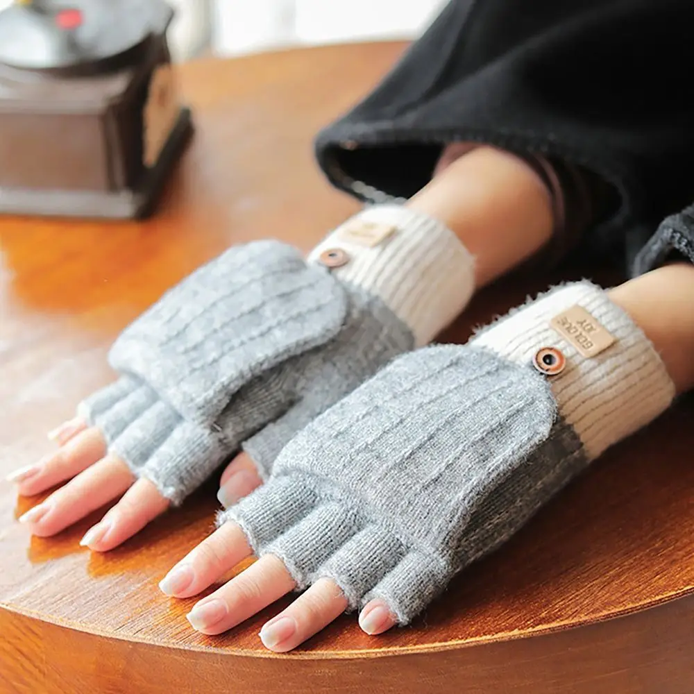 Fashion Knitted Wool Finger Gloves Screen Touchable Thicken Winter Gloves Korean Style Glove Bracers for Woman Winter Warm