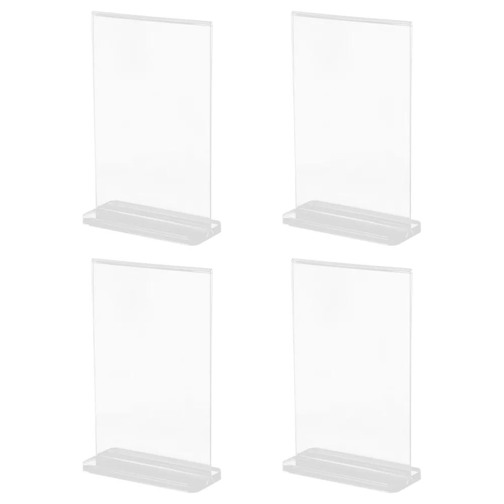 4 Pcs Display Stand Acrylic Holder Computer Portable Photo Cube Rack Label Sign with Base Monitor