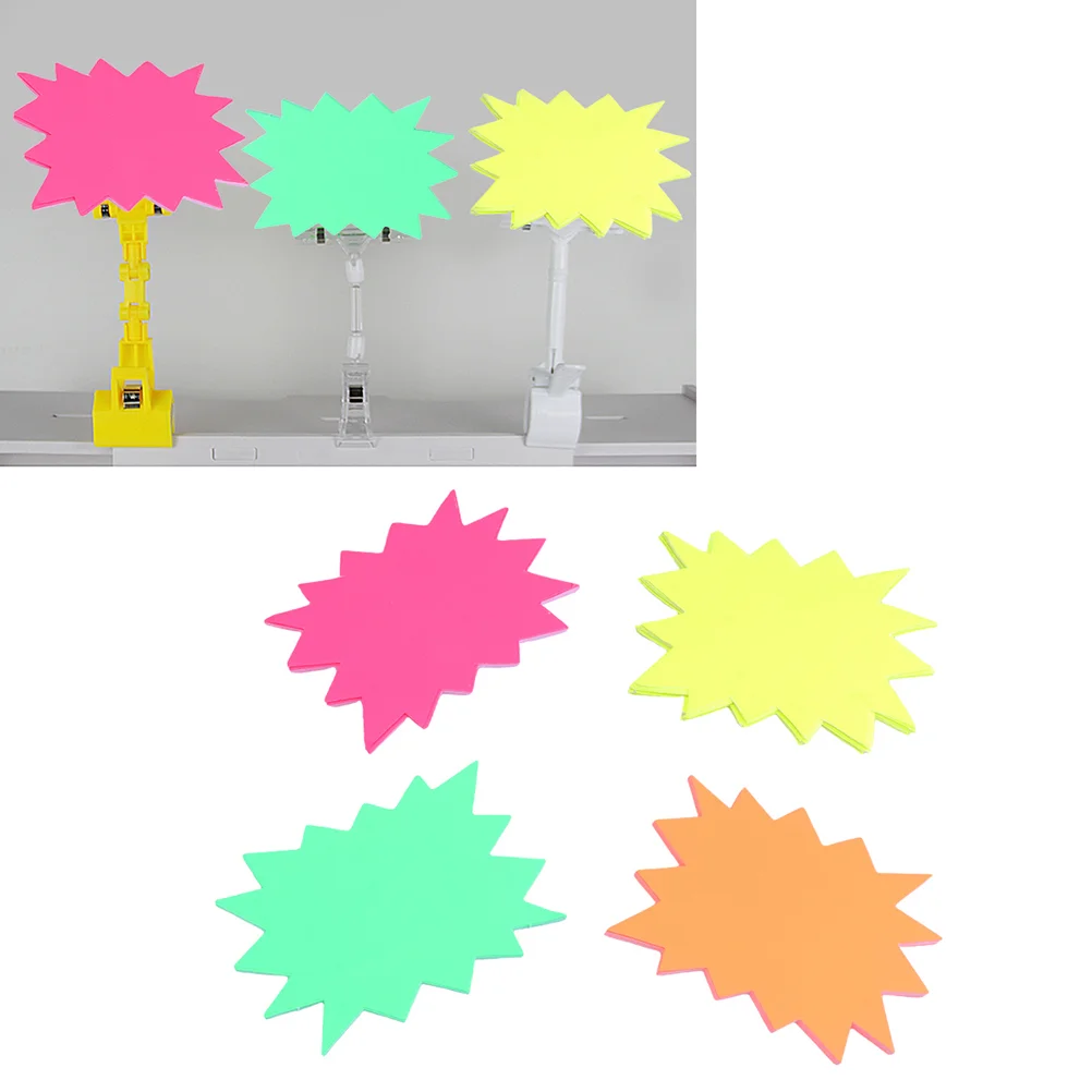 120 Pcs Paper Price Tag for Goods Explosion Shaped Label Fluorescent Small Sign Store Grocery