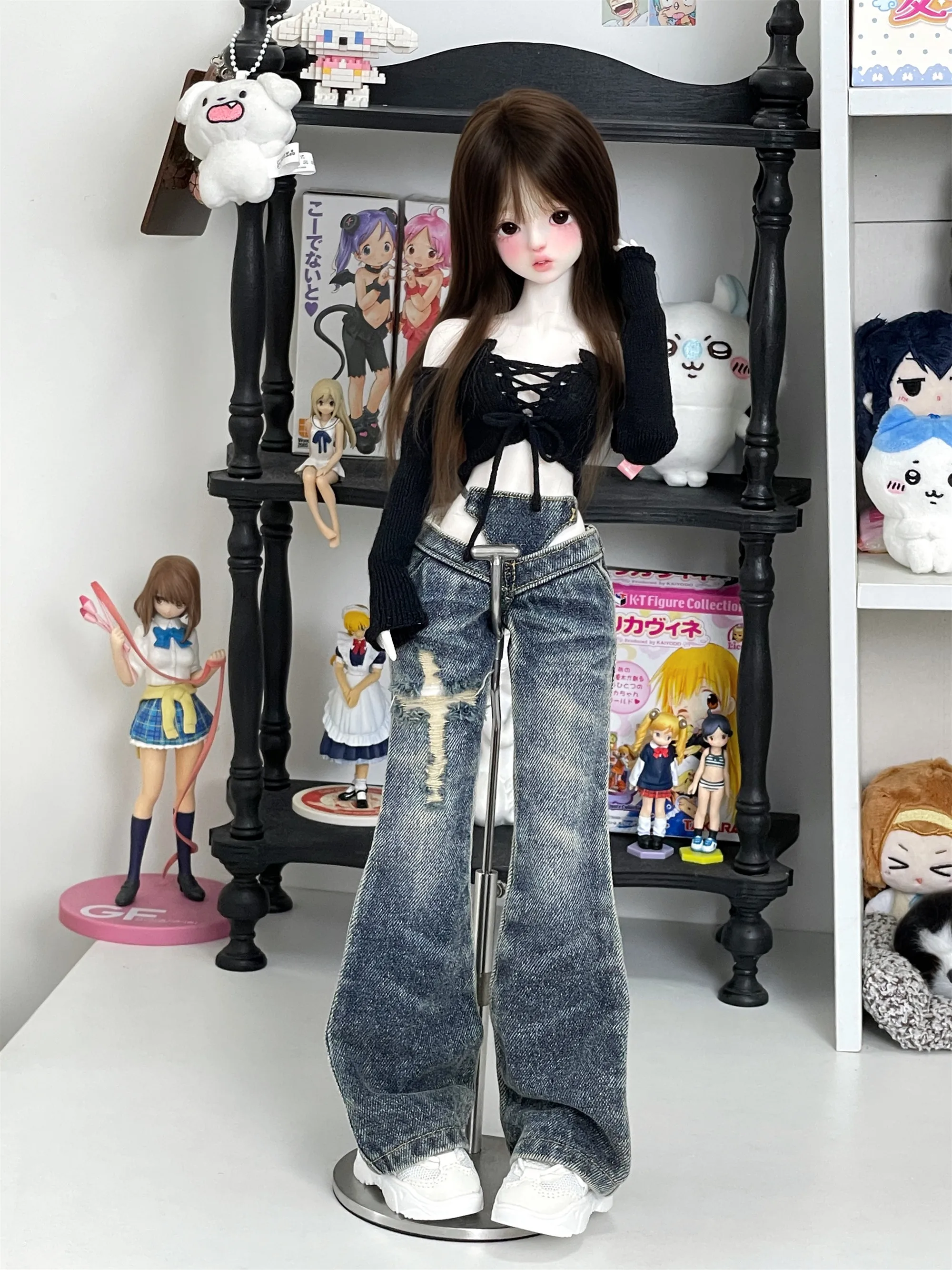 BJD Puppe Jeans Kleidung Blau Mädchen Spielzeug Elegante 1/3 1/4 Boot-cut Hosen Denim Serie Retro Waschen Micro Breite bein Puppe Zubehör – Detail 37