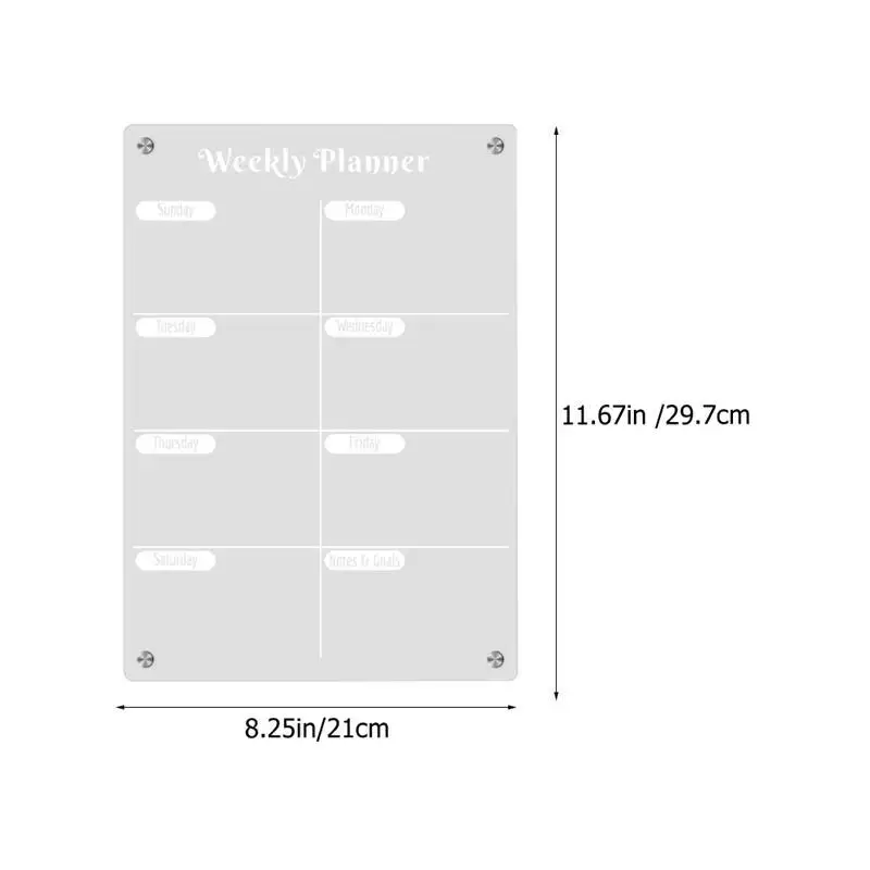 Placa de planejador semanal agenda diária quadro branco magnético atração geladeira acrílica apagar a seco claro planejamento cozinha