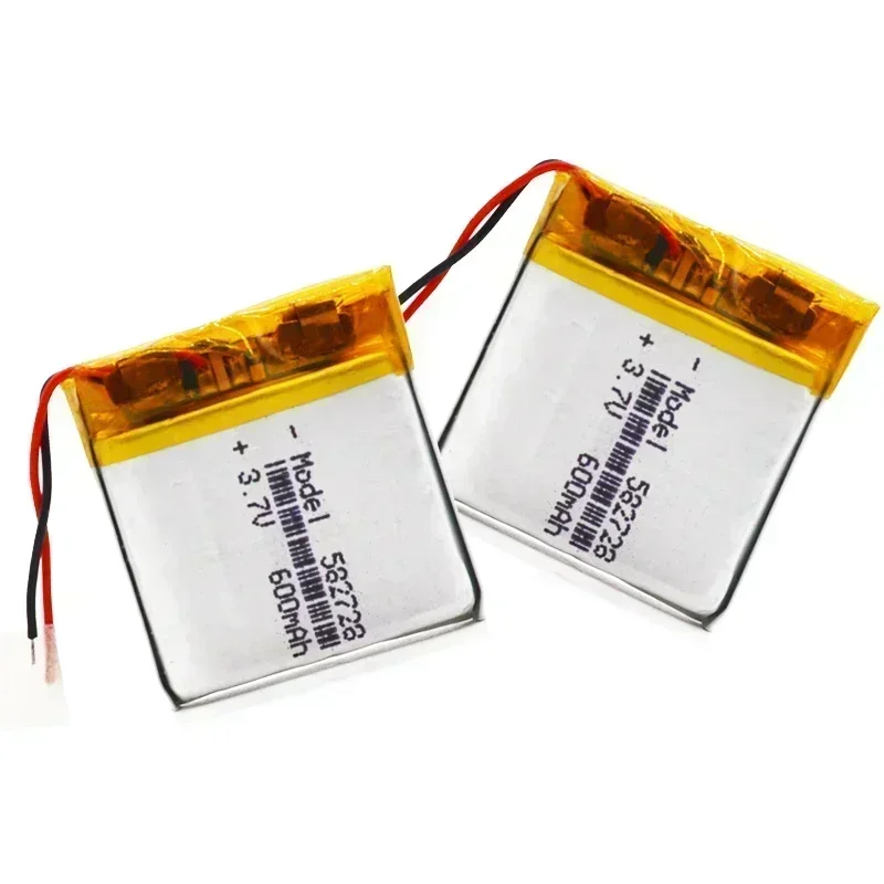 2 pièces.3,7 V 600 mAh 582728   Batterie Rechargeable Li-Po Li Ion au Lithium polymère, cellules Lipo pour haut-parleur Bluetooth, PDA, ordinateur portable, GPS