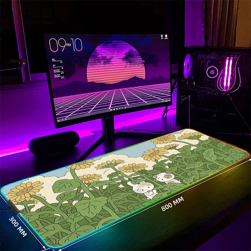 

Cartoon Cute RGB Gaming Mousepads Desk Pad Keyboard Mat LED Gamer Mousepad XXL Mouse Pads Luminous Mouse Mats Design