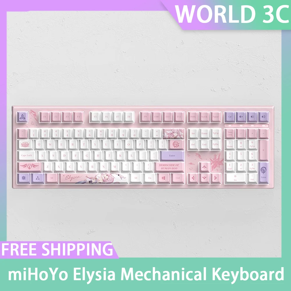 miHoYo Elysia Mechanical Keyboard Honkai Impact 3 Rgb Hotswapp Customization 108key Wired Gaming Keyboards For Pc Gamer Gifts