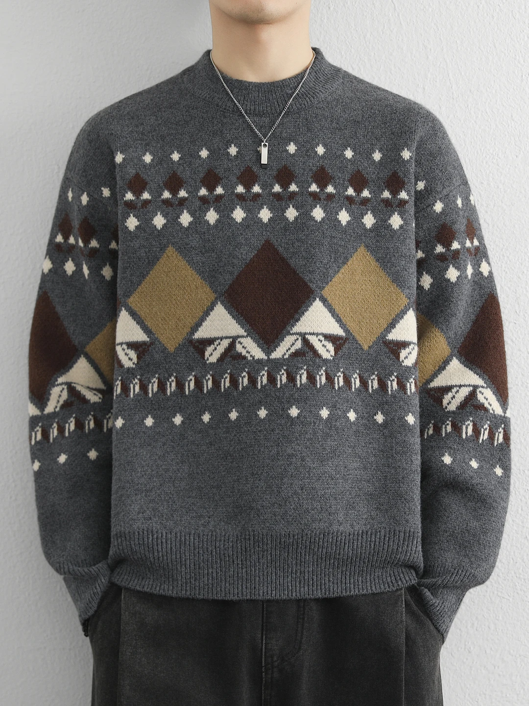 

Мужской круглый трикотаж Ne с вышивкой Long Sve, теплая внутренняя одежда, повседневная одежда из смеси полиэстера, удобная посадка