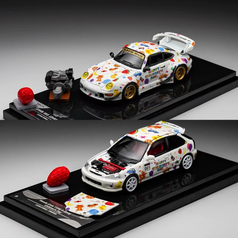 In Stock:1:64 RWB 993 EK9 Children's Day Limited Edition Alloy Static Car Model, Premium Display Item, Must-have Collection Item