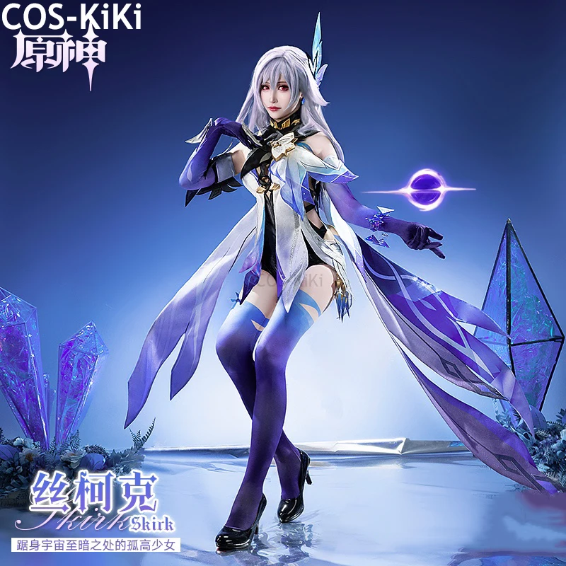 COS-KiKi Genshin Impact Skirk Game Suit Sexy Lovely Jumpsuits Cosplay Costume Halloween Party Role Play Outfit Women S-3XL