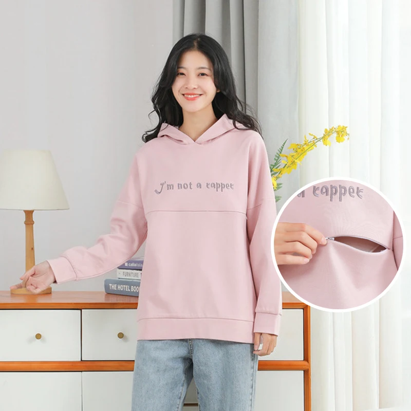 Nursing Maternity Clothes Pregnant Sweatshirts Breast Feeding Hoodie Lactation Shirt Nurse Hooded Zip Sweet Shirt Breast-feeding