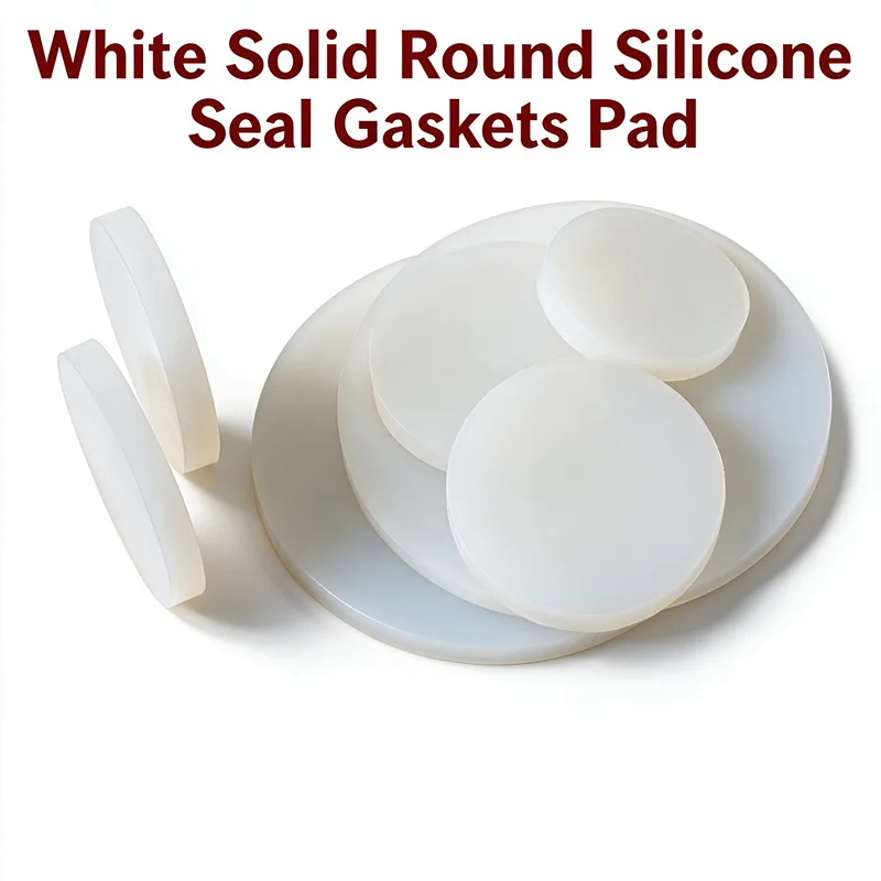 White Solid Round Silicone Seal Gasket Pad High Temperature Waterproof Flange Flat Washer Rubber Sealing Ring Industrial Seal