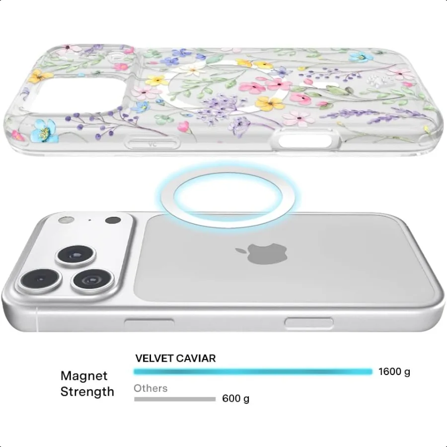 VEET CAVIAR Hülle für iPhone 17 Pro Max, kompatibel mit MagSafe, 10 Fuß, tropfenförmig getestet, niedliche, mädchenhafte Designer-Schutzhüllen für Frauen