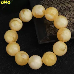 Russian Beeswax Bracelet Raw Mineral Amber White Honey Demon Flower Bracelet for Male and Female Lovers Couple Bracelets Beads