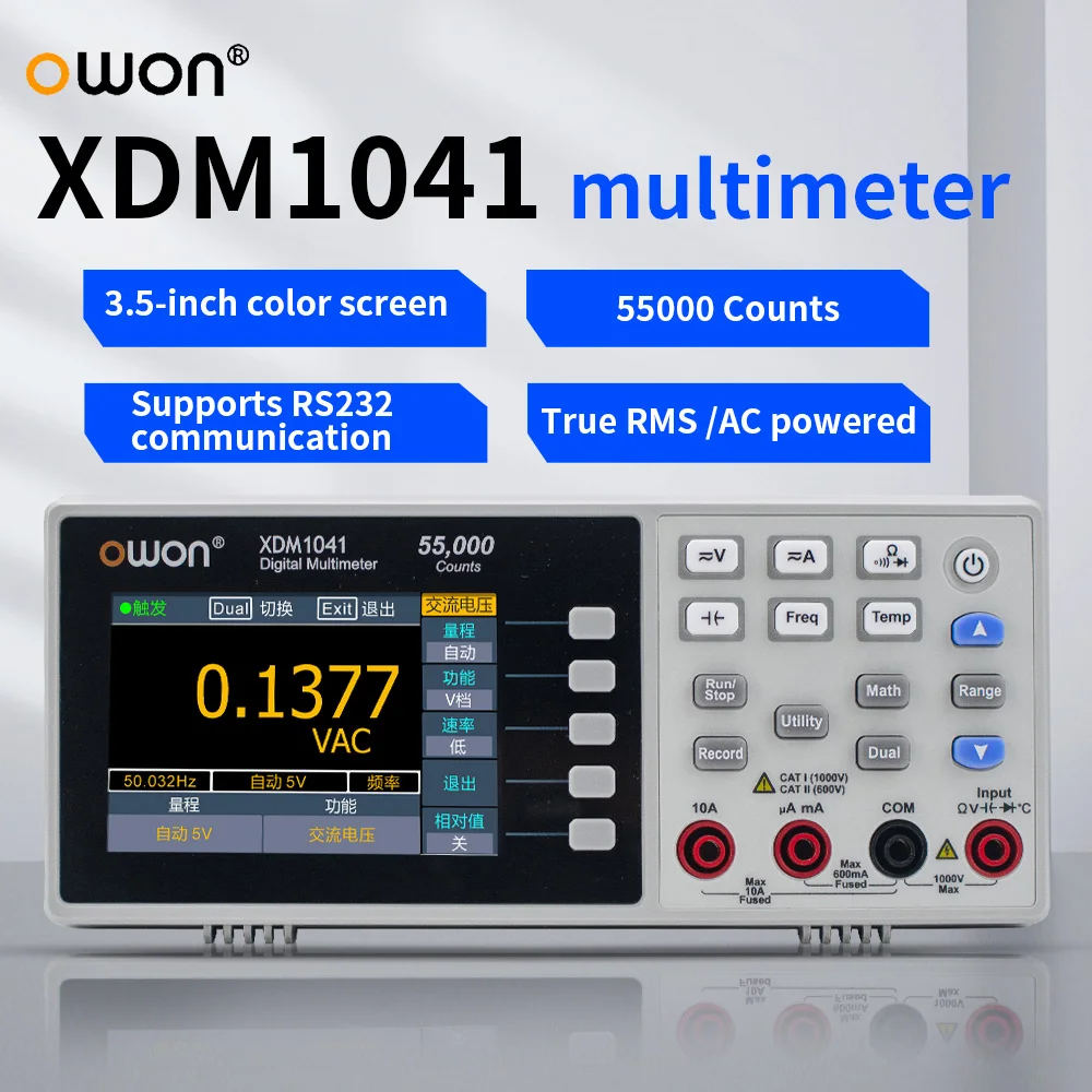 OWON XDM1041 XDM1241 Multímetro digital de bancada 55000 contagens True RMS 3,5 "LCD Voltímetro de corrente Temperatura Multímetros de mesa