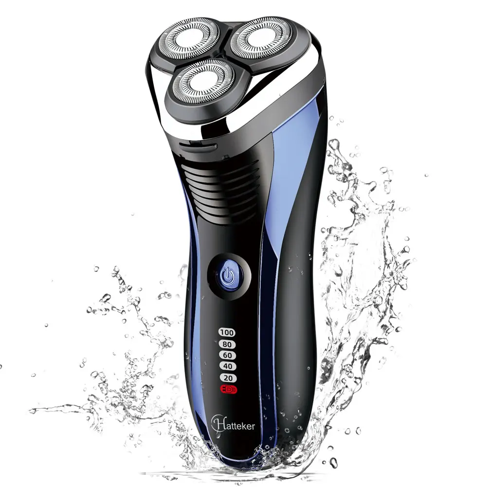 HATTEKER Premium-Rasierer mit Dreifachklinge, Elektrischer Rotationsrasierer, USB-Aufladbar, Schwimmender Rasierer, Haarschneider für Männer