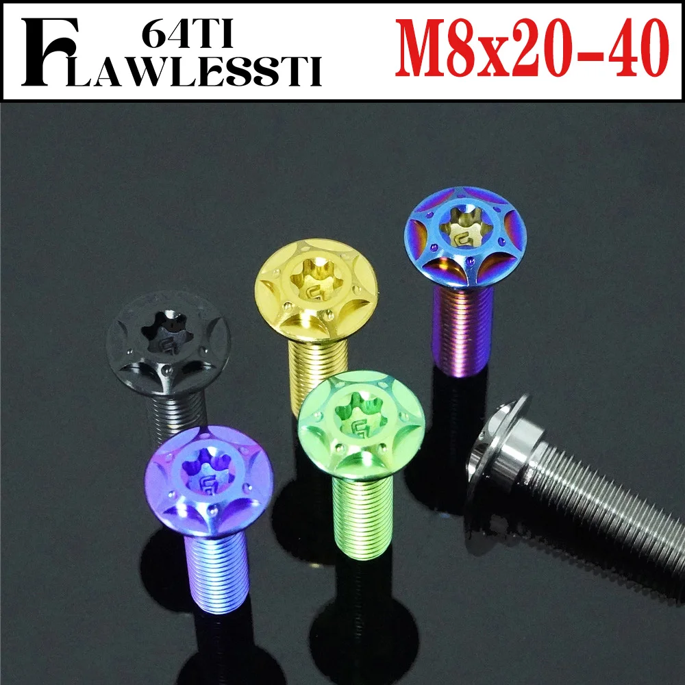 FLAWLESSTI M8x20-40 Brake Disc Bolt Front Rear Footrest Bolt Gr5 Titanium Bolt For Xmax 300 Forza 350 ZX-6R ZX-4R ZX-10R