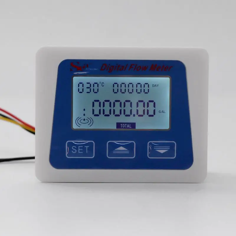 Digital LCD display Water flow sensor meter flowmeter totameter Temperature time record With 4-point flow sensor