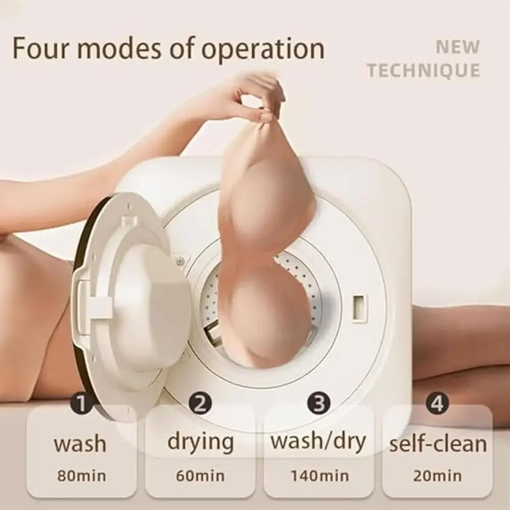 غسالة ذات أسطوانة أمامية محمولة، تجفيف ذكي مضاد للسقوط، مجفف غسالة مثبت على الحائط بسعة 3.7 كجم، جسم منحني، عملية هادئة