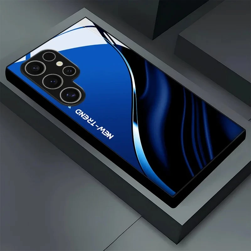 Image of Blaues Business-Muster-Glas-Handycase für Samsung für die Modelle Galaxy S26/S25, S24/S23/S22/S21/S20, usw.
