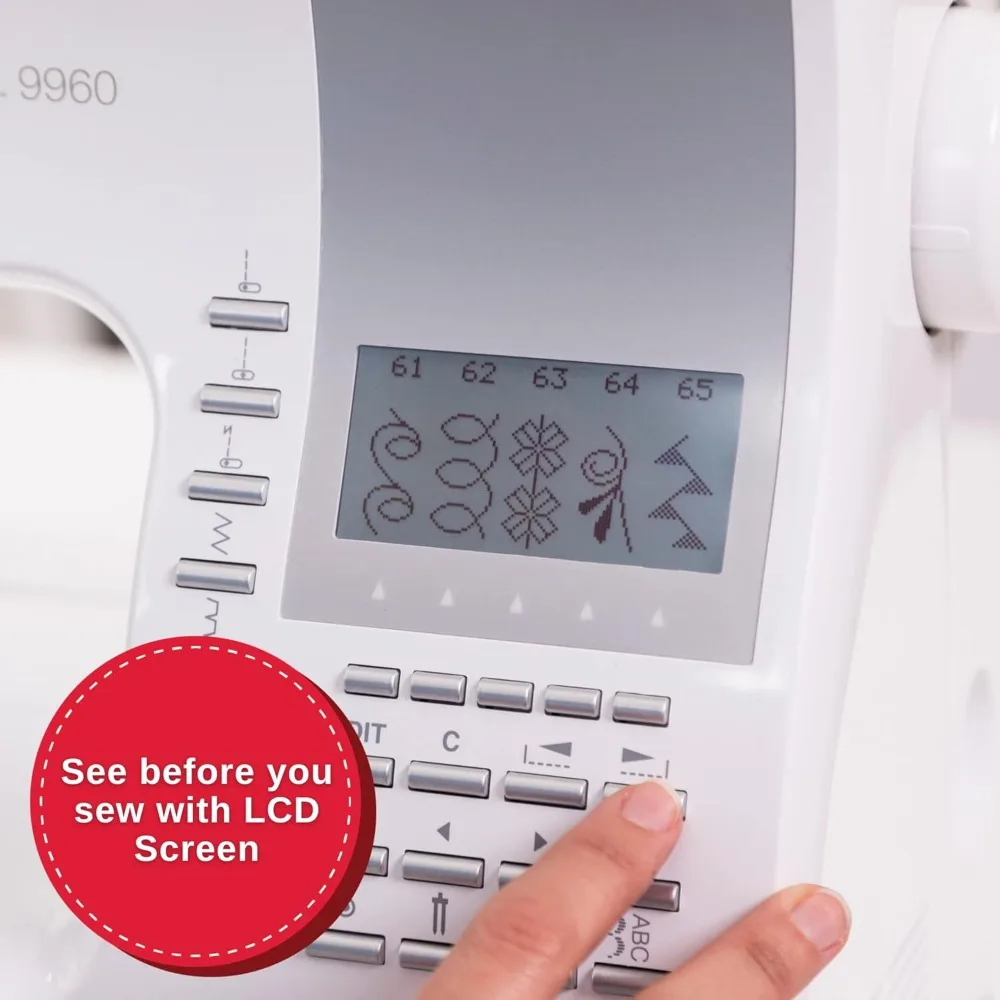 Quantum Stylist 9960 จักรเย็บผ้าและควิ้ลท์ด้วยคอมพิวเตอร์พร้อมโต๊ะต่อขยาย กล่องแข็ง และอุปกรณ์เสริม |   600 เย็บ