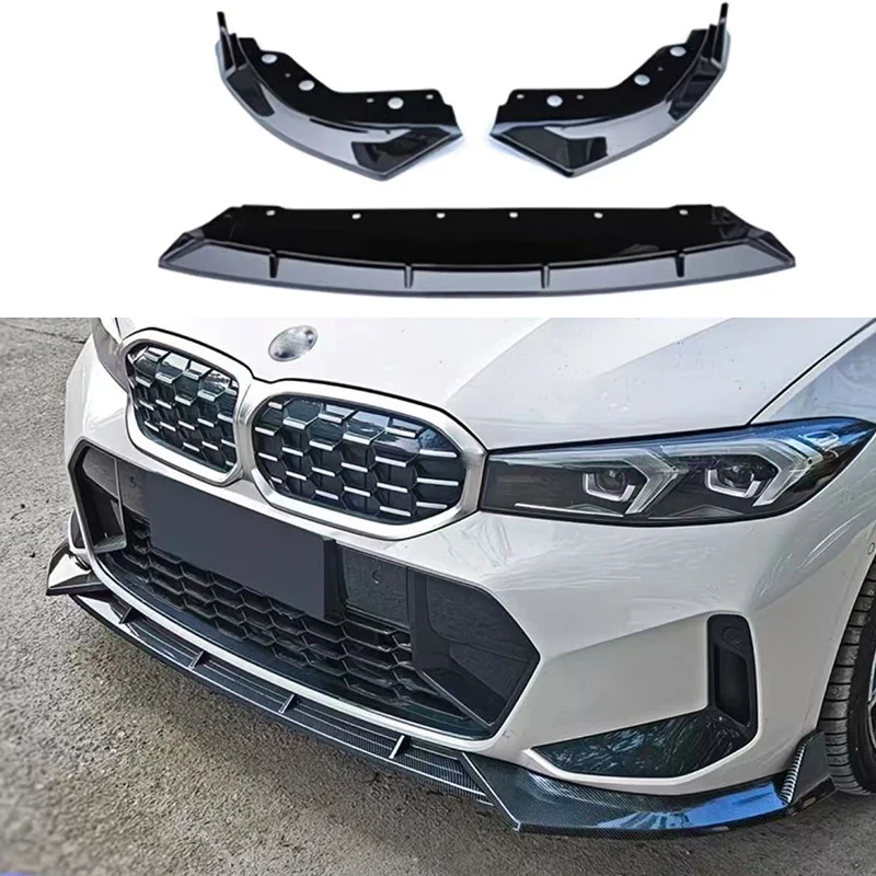 

Suitable for BMW 3 Series G50 2023-2025M Sport Diffuser Protector Body Kit Cover Car Front Bumper Carbon Fiber Bright Black