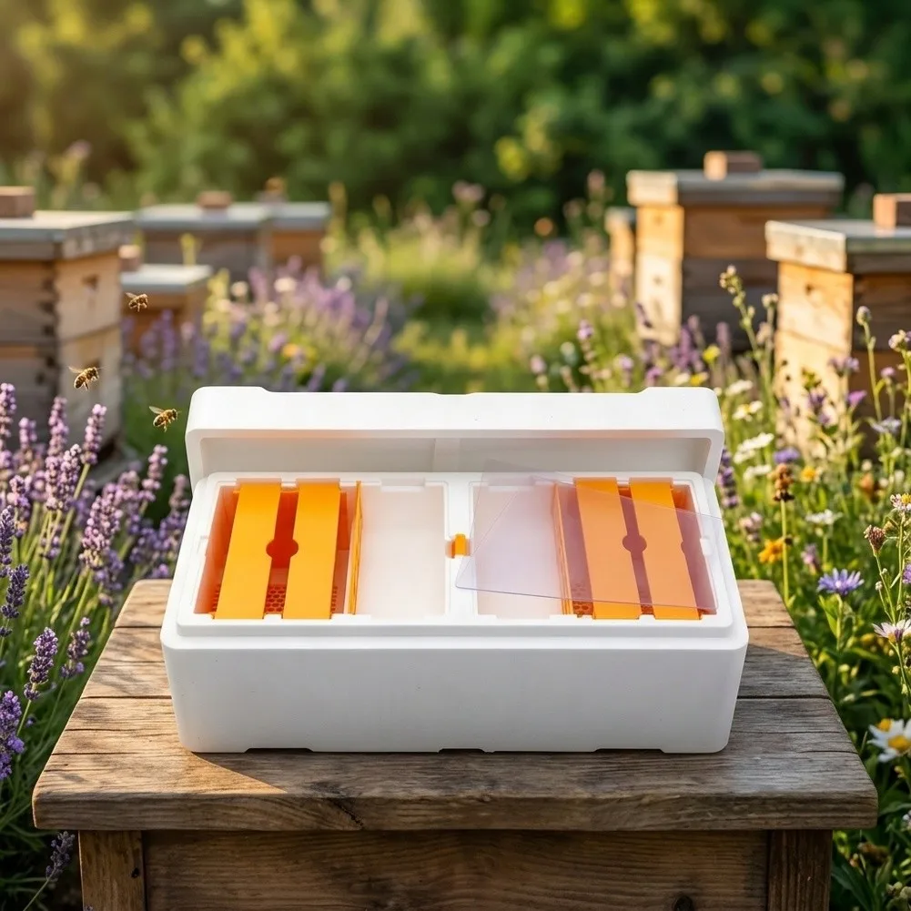 Queen Bee Cultivation Box - Thermal Insulated Foam Housing with Multi-Chamber Design for Controlled Queen Rearing and Mating