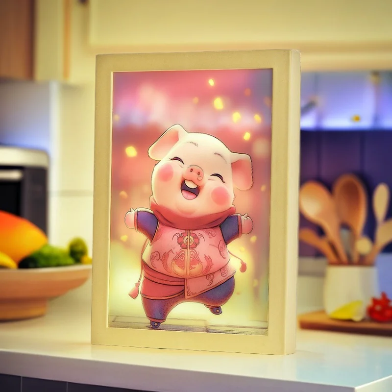 PigsLED Beautiful city Night View Light Painting,HD Picture Narrow BezelUsb Plug Dimming Romantic Home Decorations Night Lam