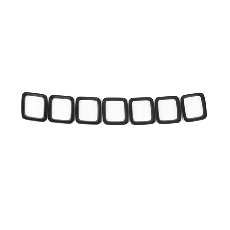 7PCS Car Front Grille Cover Grill Ring Inserts Frame Trims Kit For 2017 2018 2019 2020 Jeep Compass (Matte Black)