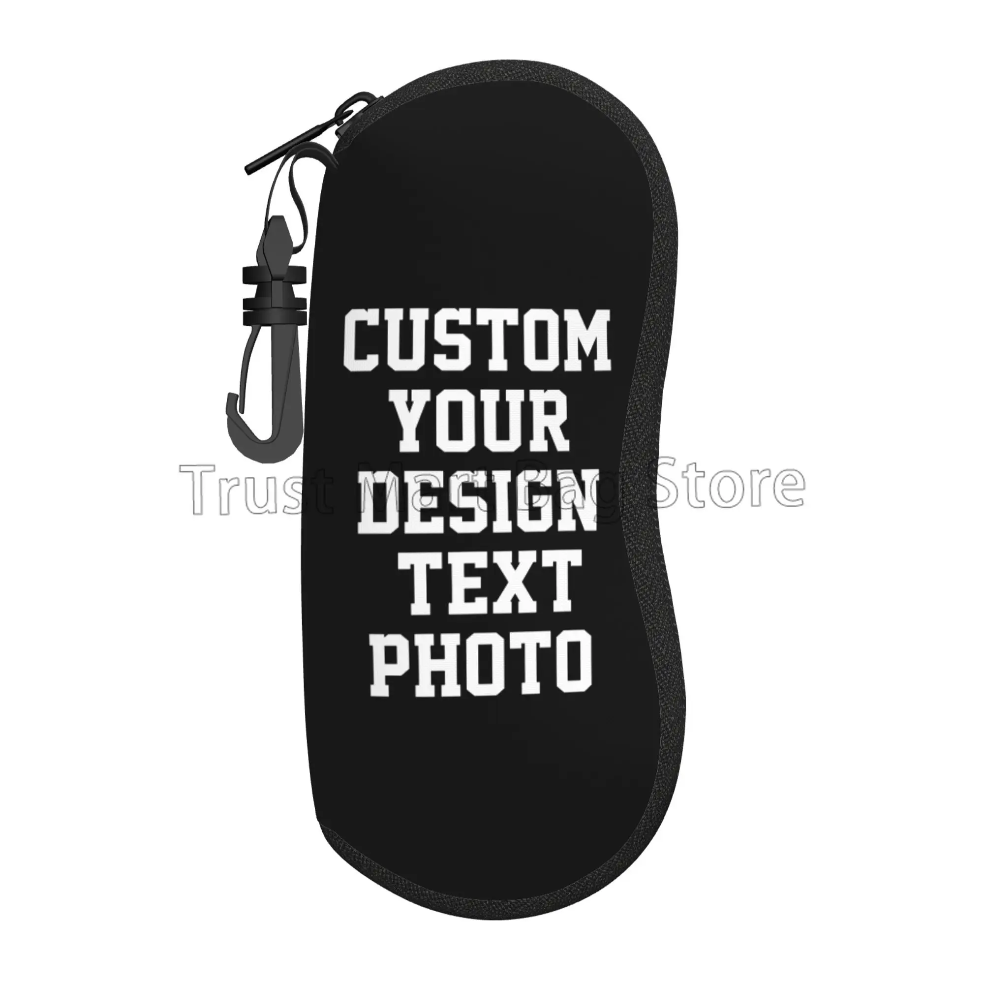 Custom Eyeglasses Case Add Your Image Text Logo Personalized Ultra Light Portable Sunglasses Case with Clip Gift for Women Men